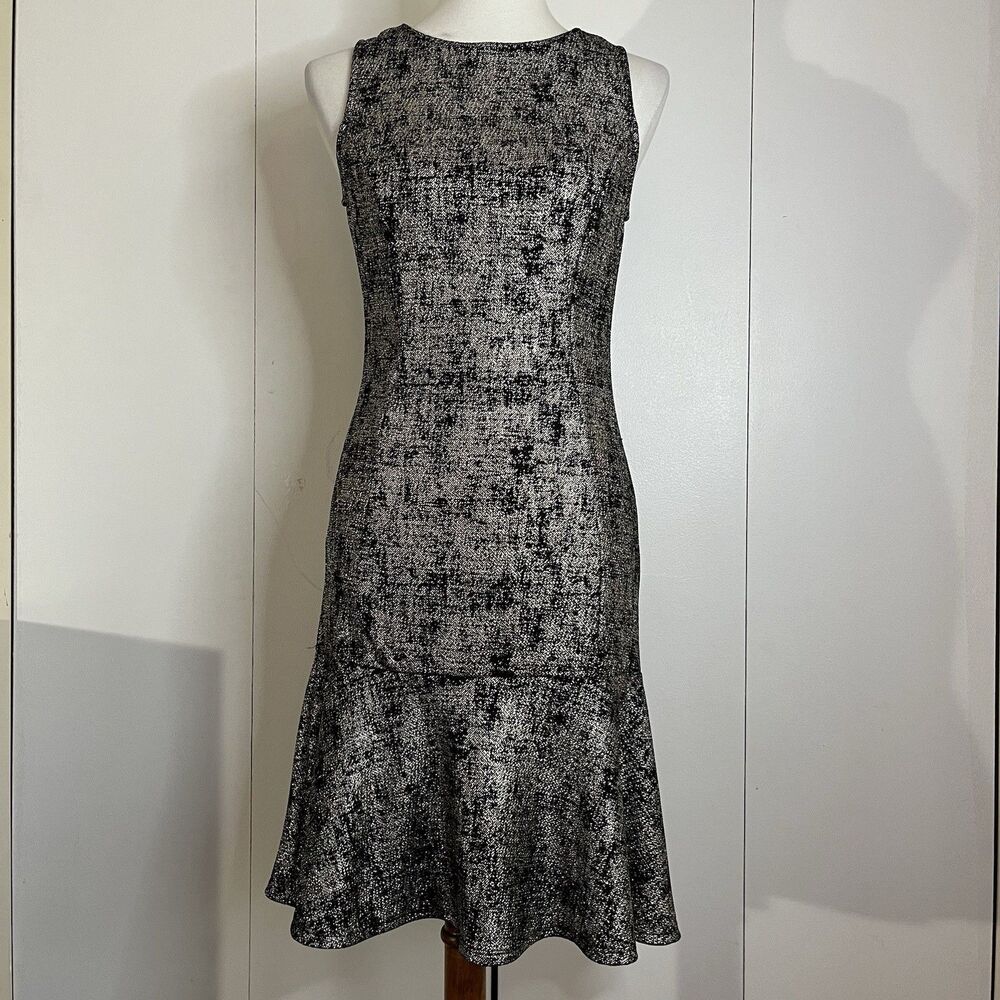 NWT Veronica M Silver Gold Metallic Foil Bodycon Mermaid Dress Size XS